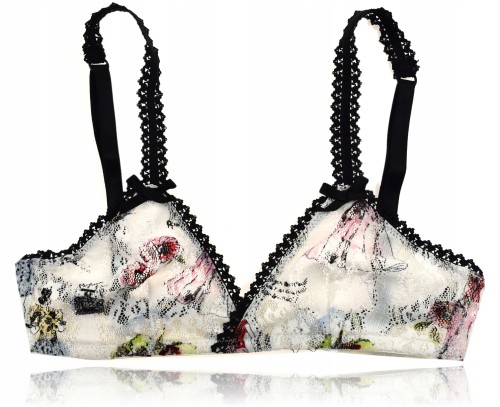 Atlantic triangle biustonosz miękki bez fiszbin koronkowy z czarną lamówką