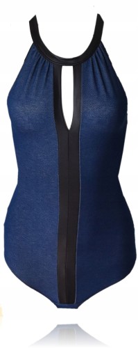 Tezenis  body jeans ze wstawkami z eco skóy M