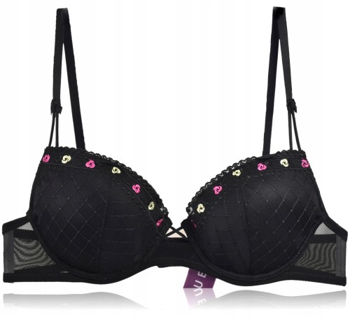 Atlantic Mistique biustonosz push up czarny z haftem