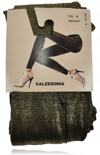 Calzedonia  włoskie legginsy błyszczące stare złoto z viskozy