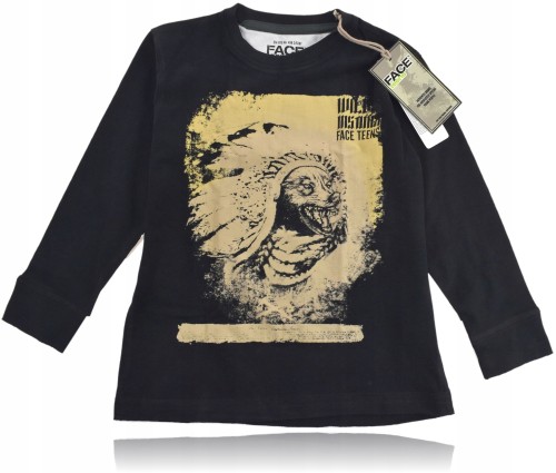 Face Teens bluzka t-shirt długi rękaw czarna z nadrukiem 