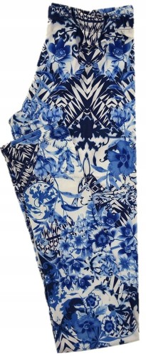 Calzedonia legginsy damskie floral kwiaty blu 