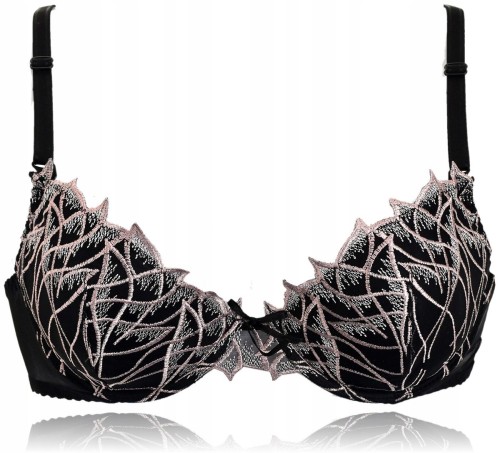 Benefit Tulia biustonosz push up koronkowy haftowany czarny