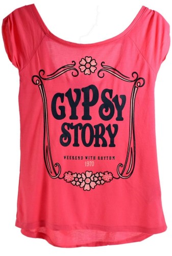 Bershka bluzka top luźna nadruk czerwona XS