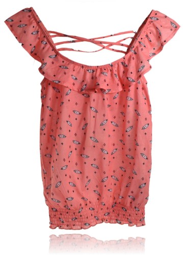 Bershka 7848 top bluzka falbana marszczenia róż M