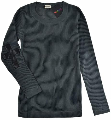 Tezenis sweter ze wstawkami a'skóra popielaty 