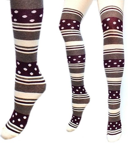 Calzedonia bawełna rajstopy ecru wzory paski 110