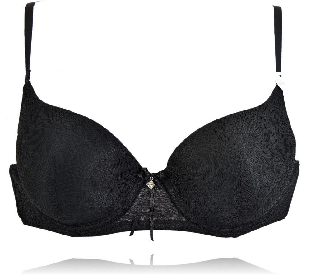 Atlantic biustonosz push up koronkowy czarny z zawieszka