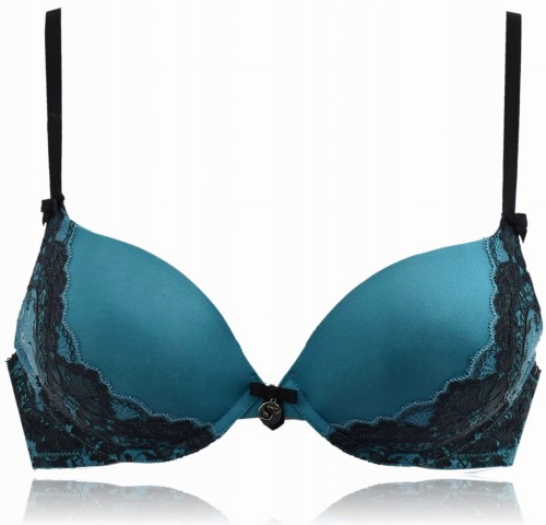 Sylvie Usa stanik push up koronka microfibra turkusowy 