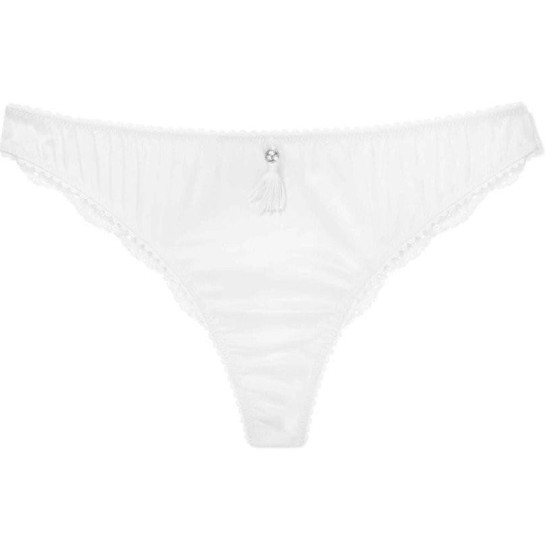 Atlantic białe majtki brazyliany z elastycznej satyny i koronki
