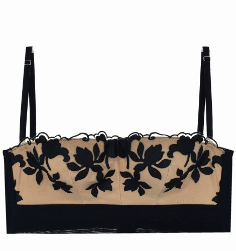 Intimissimi Satin Broderie Padded Bandeau Bustier opaska usztywniana 