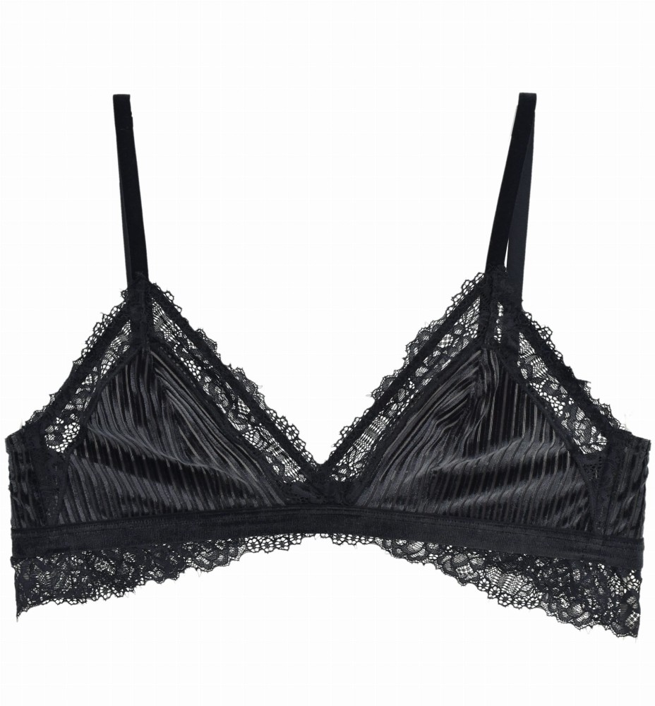 Intimissimi Velvet Triangle bra biustonosz czarny bez fiszbin koronkowy