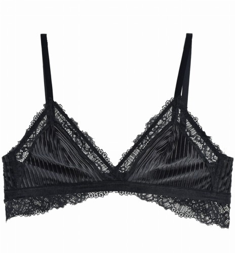 Intimissimi Velvet Triangle bra biustonosz czarny bez fiszbin koronkowy