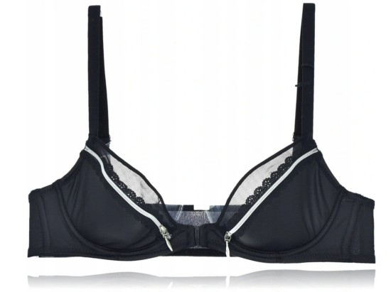 Tezenis TOTAL BLACK biustonosz z zamkami zapinany z przodu 