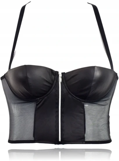 Tezenis TOTAL BLACK mini gorset z imitacji skóry