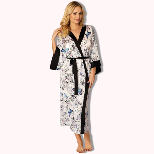 Unikat Latika damski szlafrok długi wzorzysty w motyle