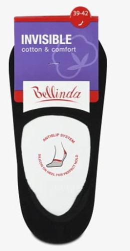 Bellinda bawełniane stopki damskie czarne z silikonem