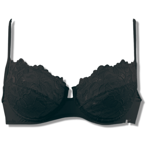 Atlantic biustonosz miękki na fiszbinach koronkowy czarny