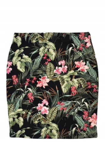Bershka spódniczka mini print floral ołówkowa w kwiaty