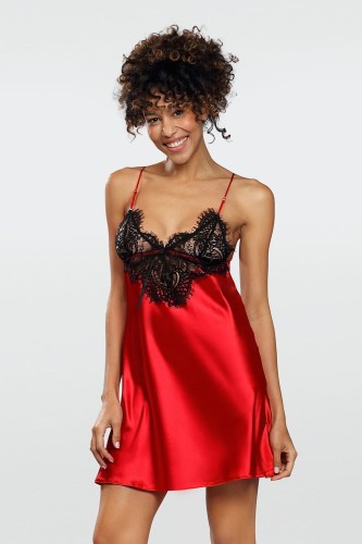 Dkaren HALKA OFELIA ze zjawiskowej błyszczącej czerwonej satyny 