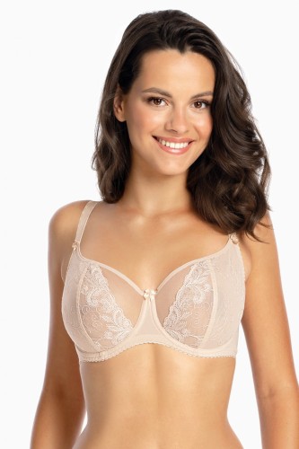 Gaia Ada biustonosz miękki soft  beżowy z tiulu i koronki 