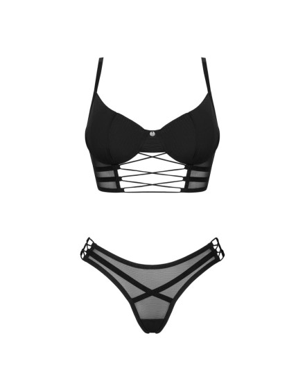 Obsessive KOMPLET ROXELIA black biustonosz i majtki 