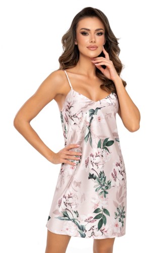 Donna Nelly koszulka nocna haleczka z satyny z kwiatowym wzorem