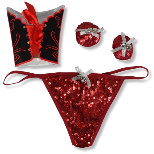 Tezenis komplet prezent stringi nasutniki z cekinami