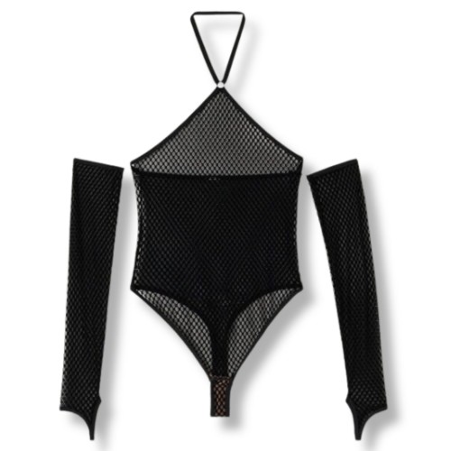Tezenis body Urban Net Body z rękawami transparentne
