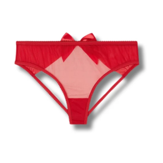 Tezenis majtki figi z kokardą czerwone z paskami z tyłu