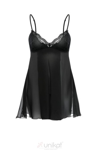 Unikat Elle koszulka halka z satyny z koronkowymi akcentami