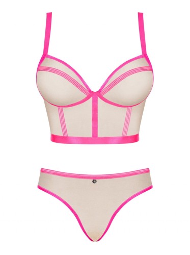 Obsessive Komplet Nudelia gorsetowy stanik i figi