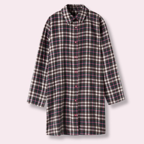 Tezenis koszula nocna piżama flanelowa w kratę rozpinana