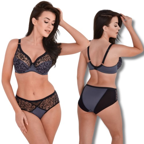 Gaia  Adaline biustonosz semi soft grafitowy ze wzorem z flocku 