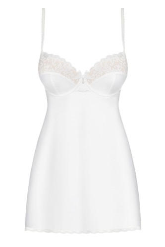 Obsessive KOSZULKA CHE-2 CHEMISE silky touch kremowa