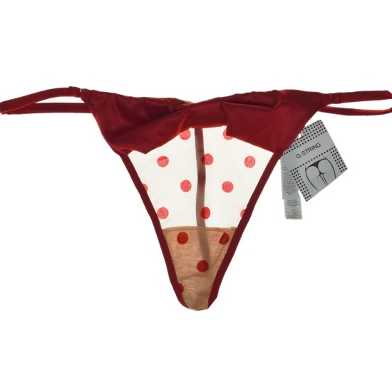 Tezenis majtki stringi w groszki z kokardą z satyny