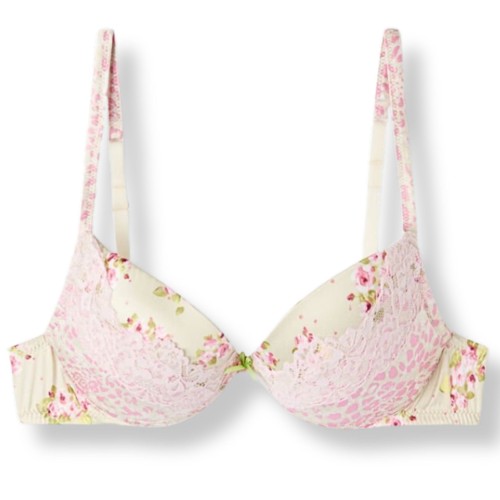 Tezenis biustonosz Super Push-Up z satyny z koronką