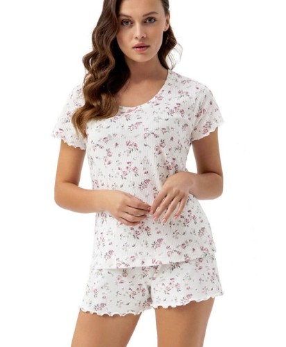 Luna piżama damska w romantyczną łączkę z bawełny