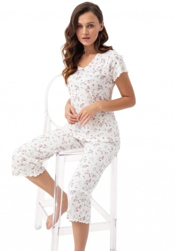 Luna piżama damska w romantyczną łączkę z bawełny 666 KR
