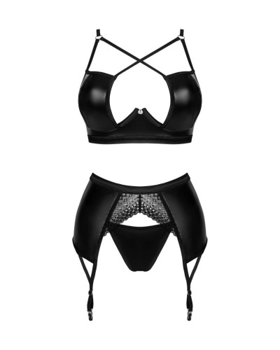 Obsessive KOMPLET 3-CZ. NORIDES ze wsyawkami z matowj eco skóry XL/XXL