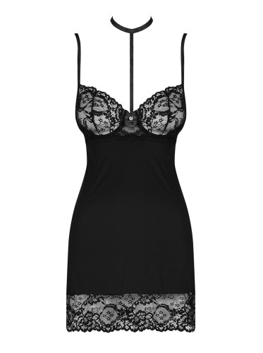Obsessive KOSZULKA RAQUELIA CHEMISE z chokerem black S/M