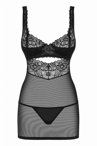 Obsessive KOSZULKA CHEMISE 867 z tiulu usztywniany stanik  L/XL