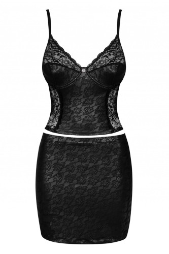 Obsessive Komplet GORSET I SPÓDNICA FELISITA z czarnej koronki