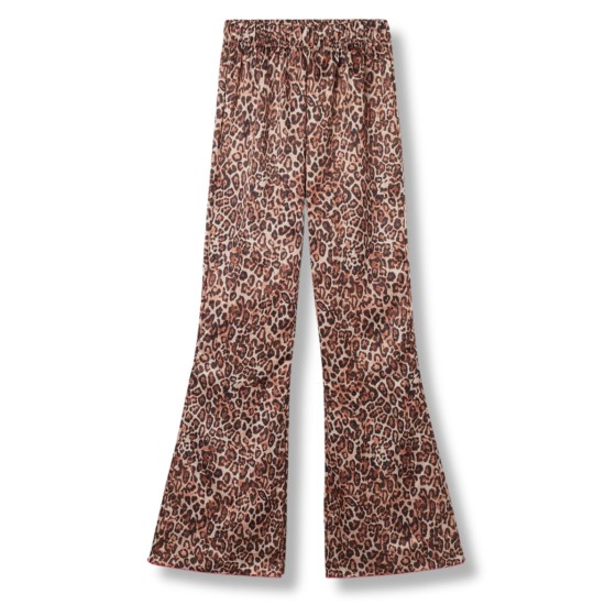 Tezenis satynowe spodnie w panterkę flare rozkloszowane piżama