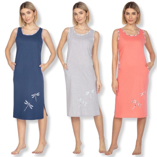 Regina koszula nocna bawełniana dłuższa ważka