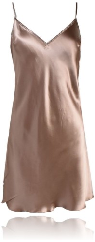 Intimissimi koszulka nocna halka z jedwabiu z koronką beżowa