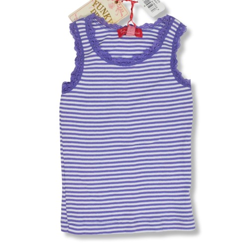 Funky Diva bluzka top w paski z koronką koszulka fioletowa