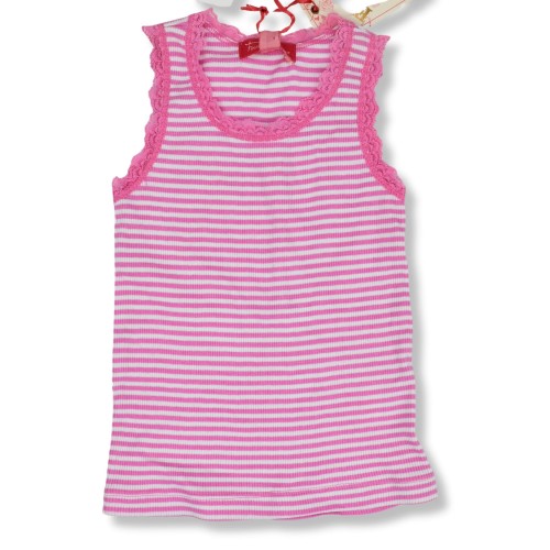 Funky Diva bluzka top w paski z koronką koszulka róż