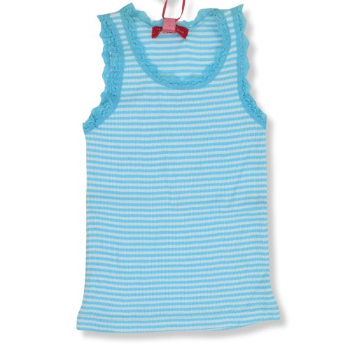 Funky Diva bluzka top w paski z koronką koszulka turkus