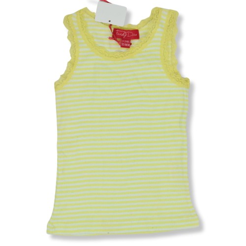 Funky Diva bluzka top w paski z koronką koszulka żółty